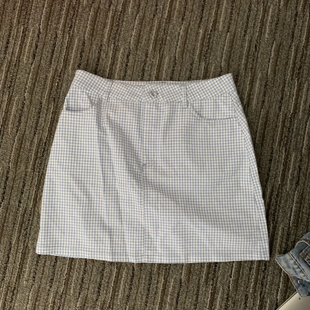 forever 21 blue checkered skirt